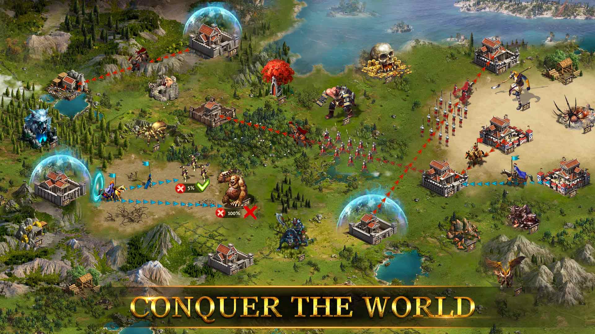 world map monster and city attack